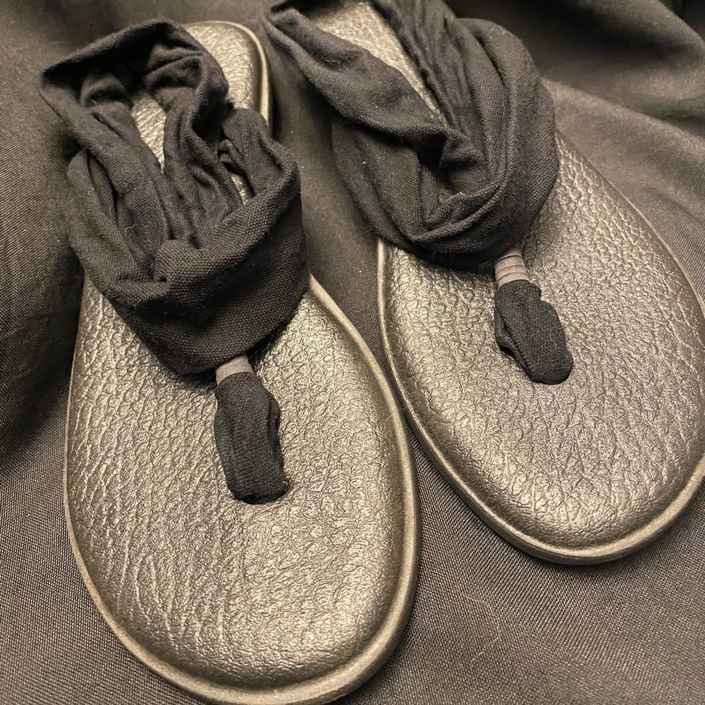Sanuk‎ -Women’s Yoga Sandals-Black w/fabric-Size:10